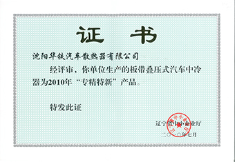 辽宁省专精特新产品奖-2010